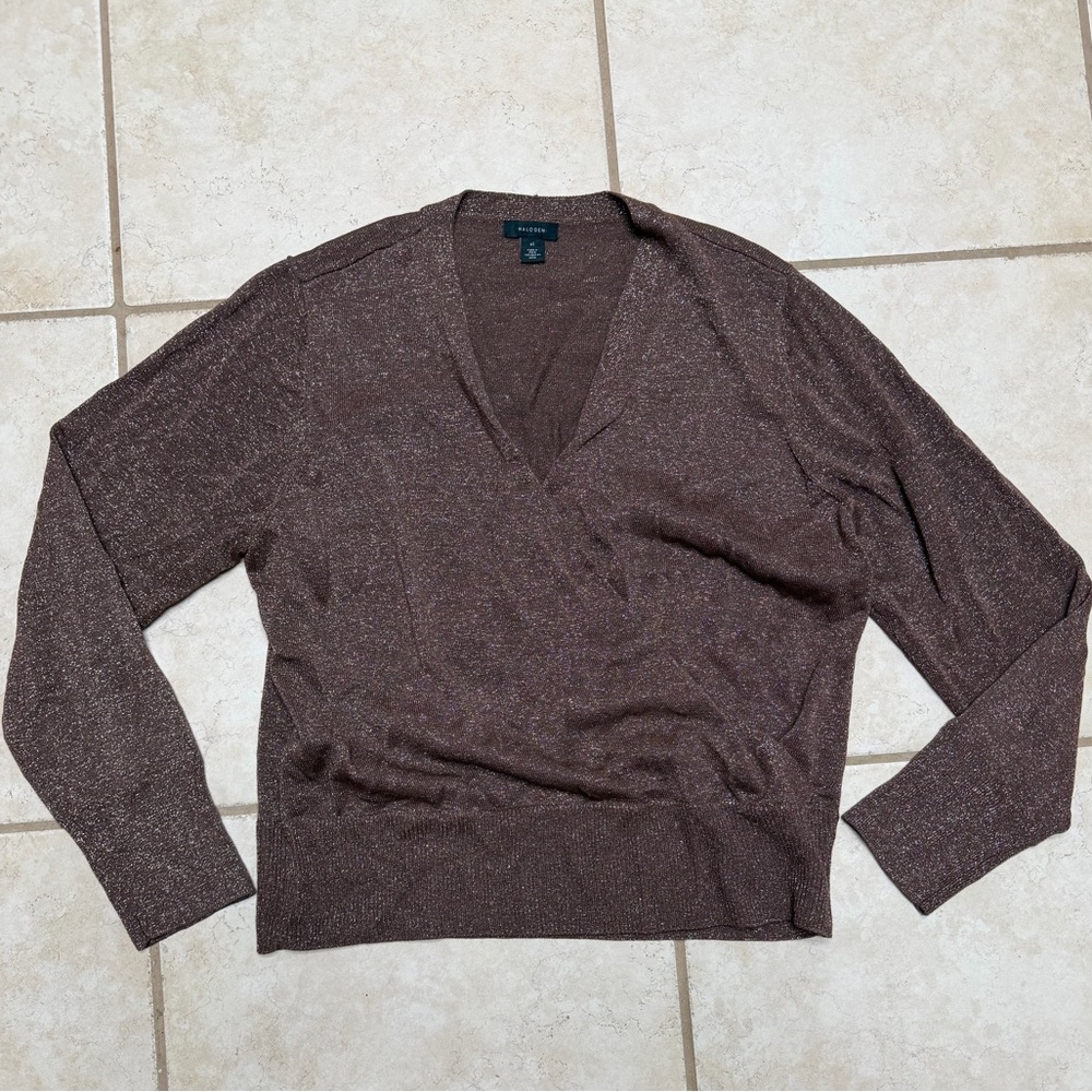 Halogen Shimmering Brown Knit Top